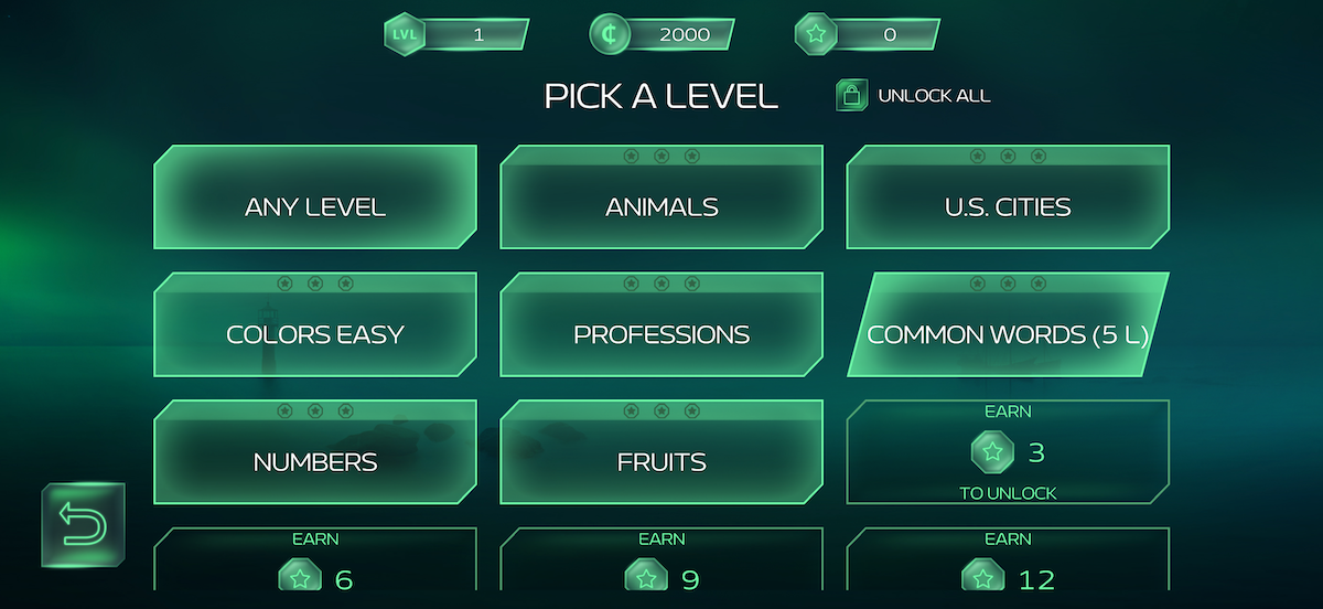 More than 50 levels to choose from.